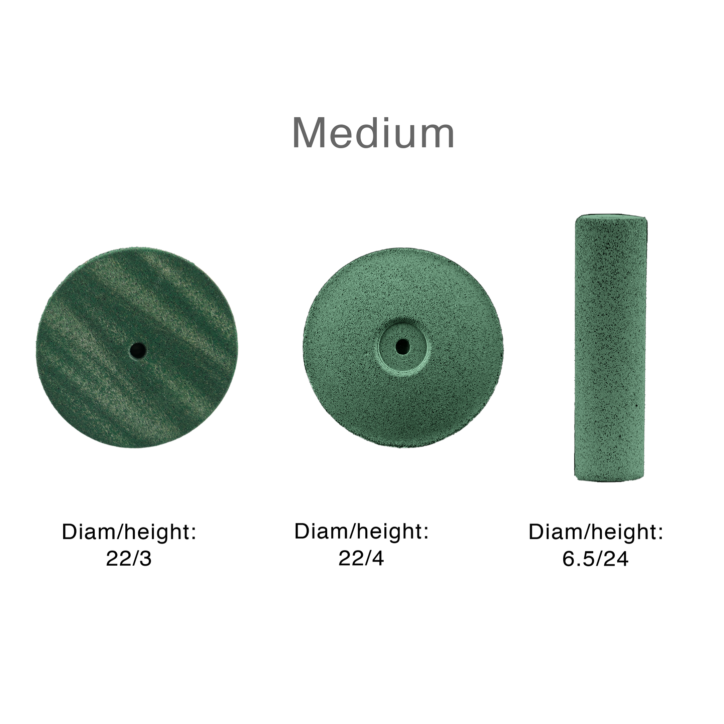Rubber Wheels & Points. Unmounted F Series ( Medium )